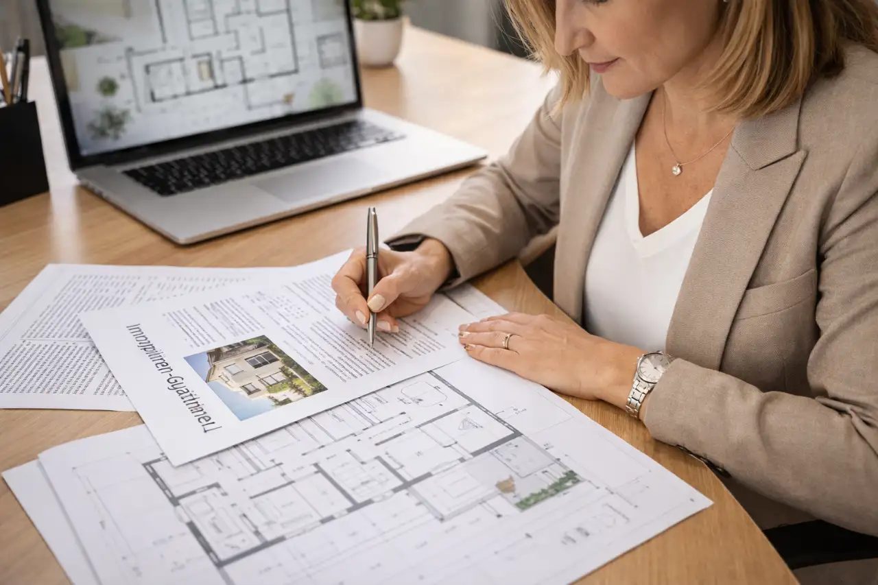 Sachverständige bei der Arbeit mit Gutachten