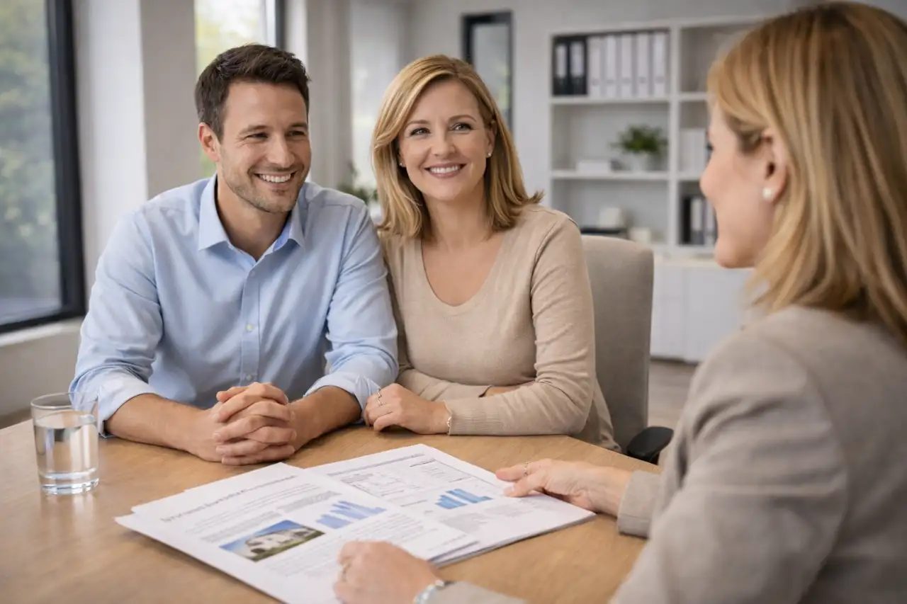 Beratungsszene: Immobiliensachverständige im Gespräch mit Kunden