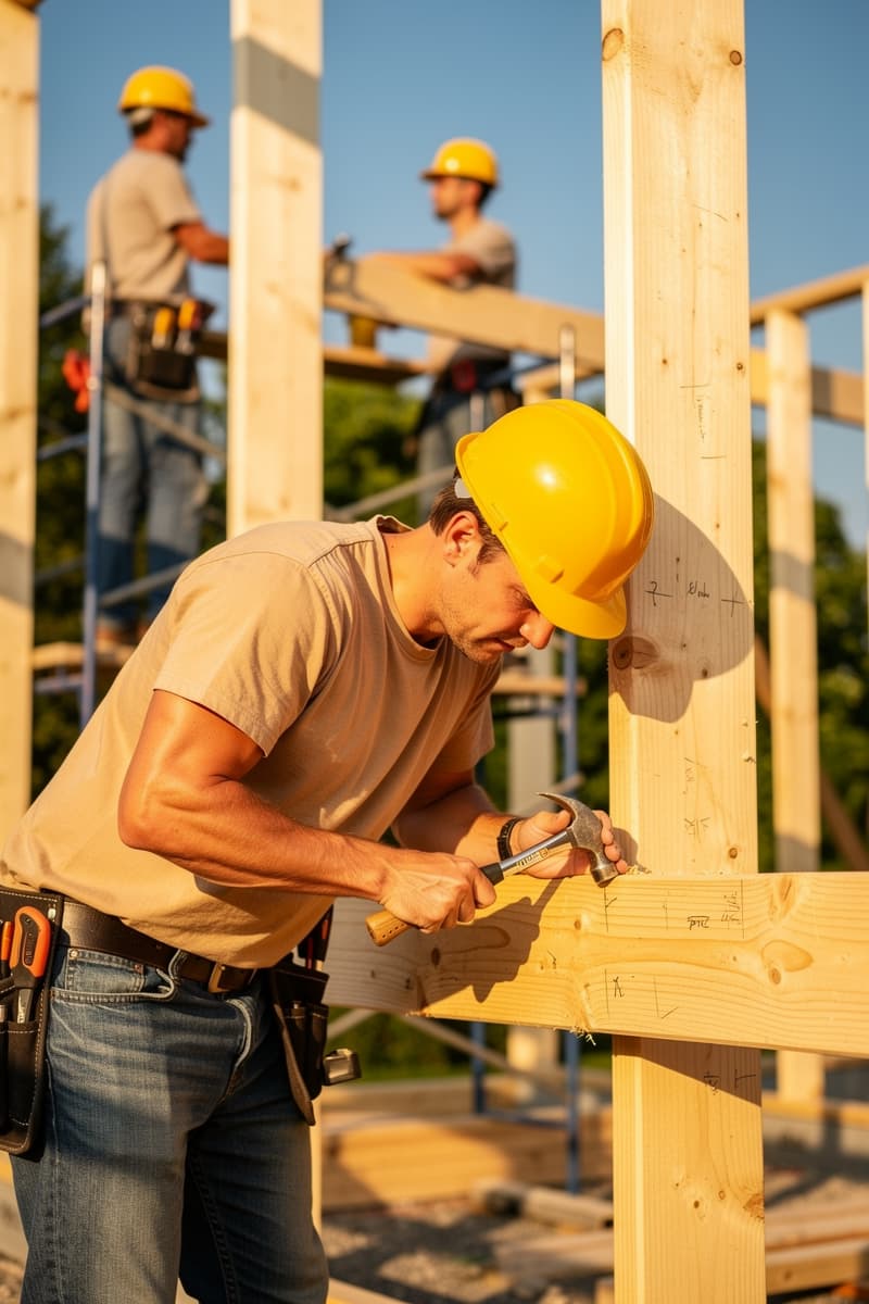 Holz & Stein Team in moderner Werkstatt